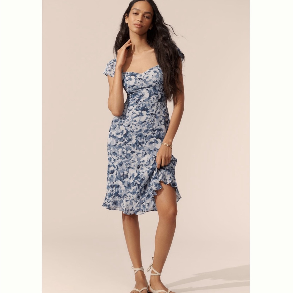 Reformation Blue Floral Midi Dress